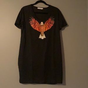 Medium Black TShirt Dress with Eagle Print